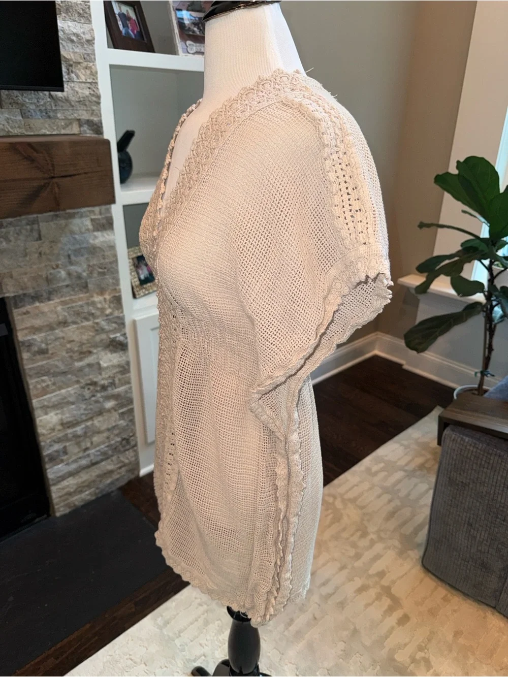 Sea spice Crochet Swim Coverup Tan 💯 Peruvian cotton M